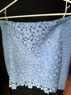 Milly Light Blue Floral Lace Mini Skirt
